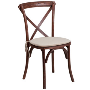 Wholesale HERCULES Series Stackable Mahogany Wood Cross Back Chair with Cushion