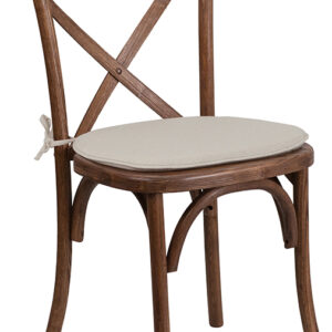 Wholesale HERCULES Series Stackable Pecan Wood Cross Back Chair with Cushion