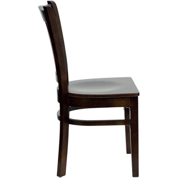 Lowest Price HERCULES Series Vertical Slat Back Walnut Wood Restaurant Chair