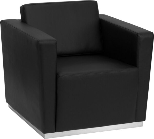 Wholesale HERCULES Trinity Series Contemporary Black Leather Chair with Stainless Steel Base