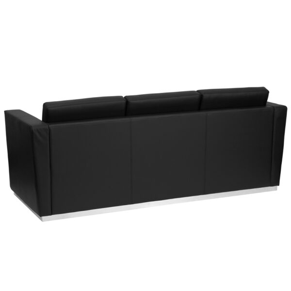Lowest Price HERCULES Trinity Series Contemporary Black Leather Sofa with Stainless Steel Base