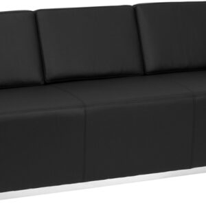 Wholesale HERCULES Trinity Series Contemporary Black Leather Sofa with Stainless Steel Base