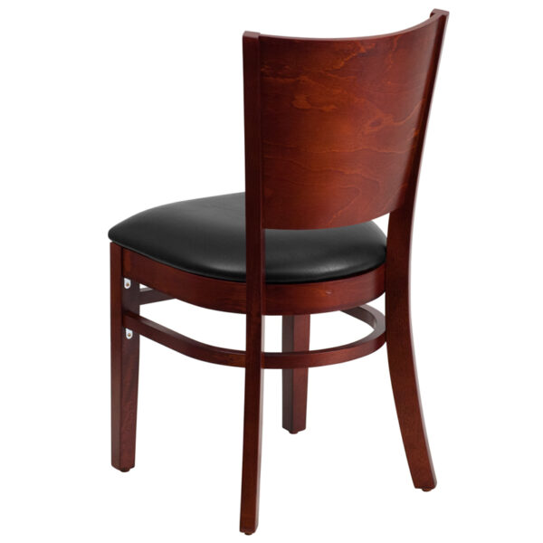 Wood Dining Chair Mahogany Wood Chair-Blk Vinyl