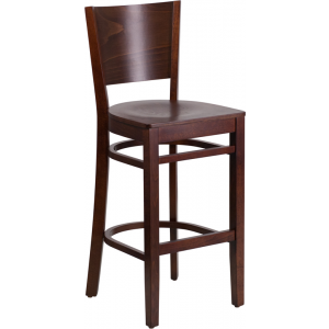 Wholesale Lacey Series Solid Back Walnut Wood Restaurant Barstool