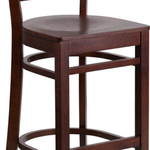 Wholesale Lacey Series Solid Back Walnut Wood Restaurant Barstool