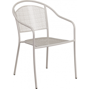 Wholesale Light Gray Indoor-Outdoor Steel Patio Arm Chair with Round Back