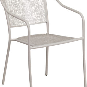 Wholesale Light Gray Indoor-Outdoor Steel Patio Arm Chair with Round Back