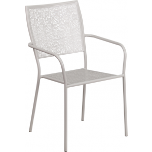 Wholesale Light Gray Indoor-Outdoor Steel Patio Arm Chair with Square Back