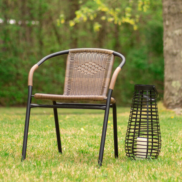 Lowest Price Medium Brown Rattan Indoor-Outdoor Restaurant Stack Chair