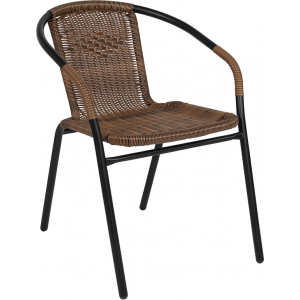 Wholesale Medium Brown Rattan Indoor-Outdoor Restaurant Stack Chair