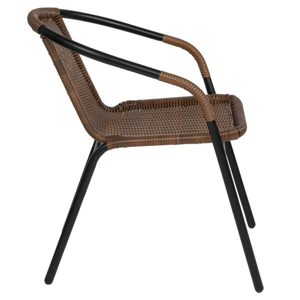 Stackable Cafe Chair Brown Rattan Stack Chair