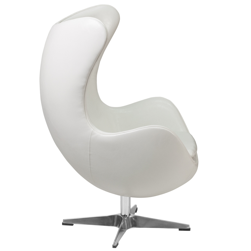 Melrose White Leather Egg Chair With, White Leather Egg Chair