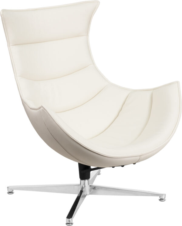 Wholesale Melrose White Leather Swivel Cocoon Chair