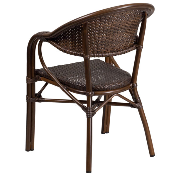 Stackable Cafe Chair Cocoa Rattan Bamboo Chair
