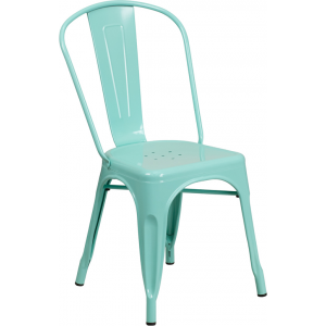 Wholesale Mint Green Metal Indoor-Outdoor Stackable Chair