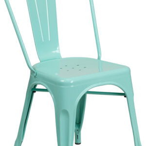 Wholesale Mint Green Metal Indoor-Outdoor Stackable Chair
