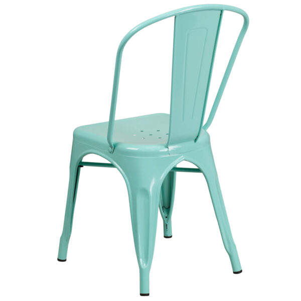 Stackable Bistro Style Chair Mint Green Metal Chair