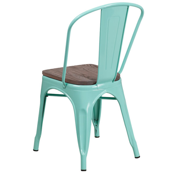 Stackable Bistro Style Chair Mint Green Metal Chair