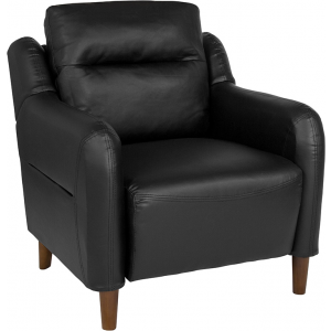 Wholesale Newton Hill Upholstered Bustle Back Arm Chair in Black Leather
