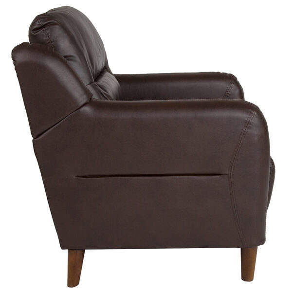 Contemporary Style Brown Leather Chair