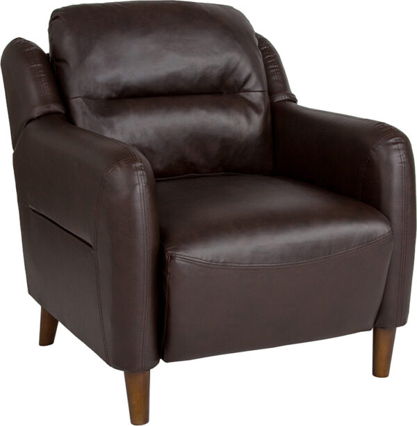 Wholesale Newton Hill Upholstered Bustle Back Arm Chair in Brown Leather