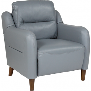Wholesale Newton Hill Upholstered Bustle Back Arm Chair in Gray Leather