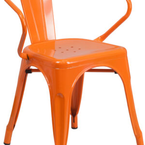 Wholesale Orange Metal Indoor-Outdoor Chair with Arms
