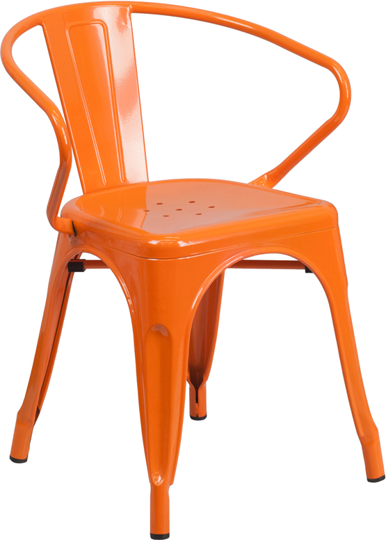 Orange Metal Indoor Outdoor Chair With, Orange Stackable Outdoor Chairs