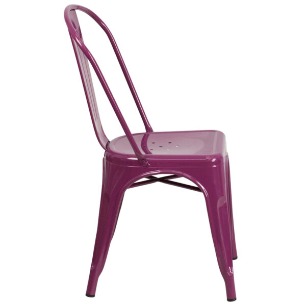 Lowest Price Purple Metal Indoor-Outdoor Stackable Chair