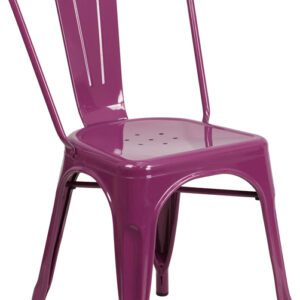 Wholesale Purple Metal Indoor-Outdoor Stackable Chair