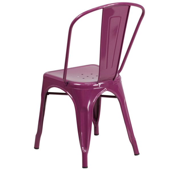Stackable Bistro Style Chair Purple Metal Chair
