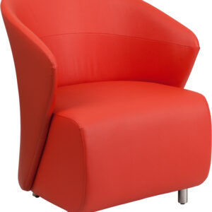 Wholesale Red Leather Curved Barrel Back Lounge Chair