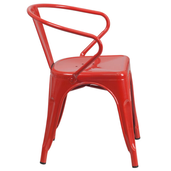 Lowest Price Red Metal Indoor-Outdoor Chair with Arms