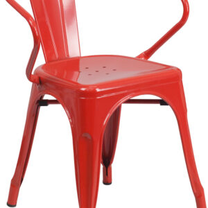 Wholesale Red Metal Indoor-Outdoor Chair with Arms