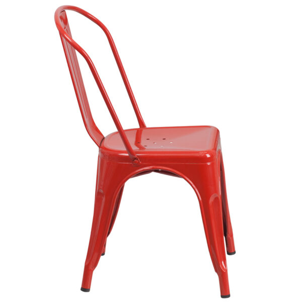Lowest Price Red Metal Indoor-Outdoor Stackable Chair