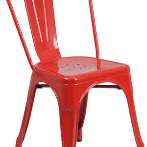 Wholesale Red Metal Indoor-Outdoor Stackable Chair
