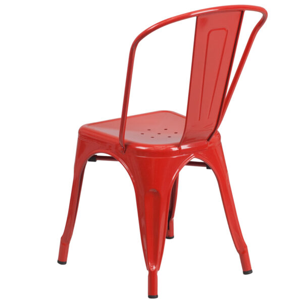 Stackable Bistro Style Chair Red Metal Chair