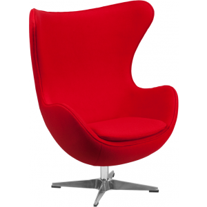 Wholesale Red Wool Fabric Egg Chair with Tilt-Lock Mechanism