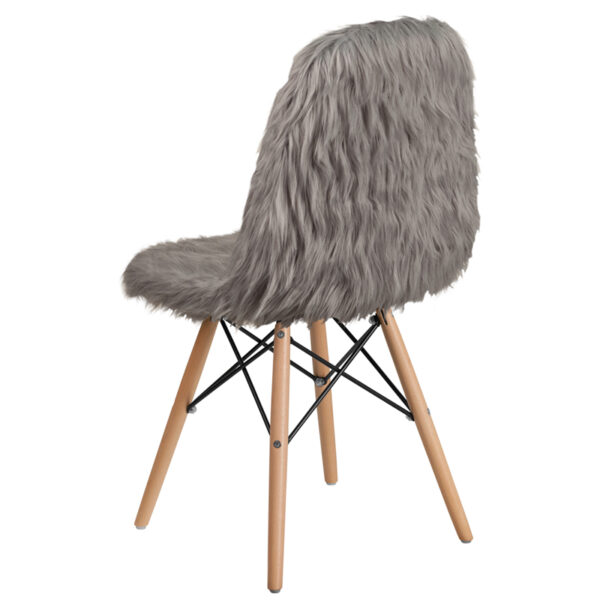 Accent Side Chair Charcoal Gray Shaggy Chair