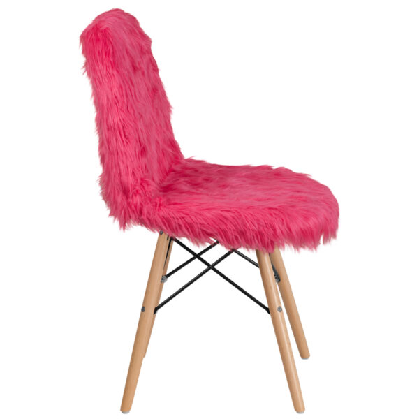 Lowest Price Shaggy Dog Hot Pink Accent Chair