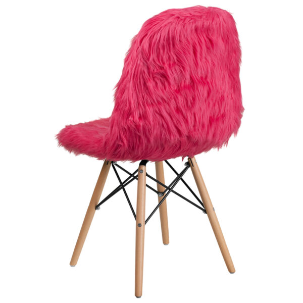 Accent Side Chair Hot Pink Shaggy Chair