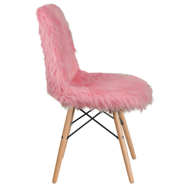 Lowest Price Shaggy Dog Light Pink Accent Chair