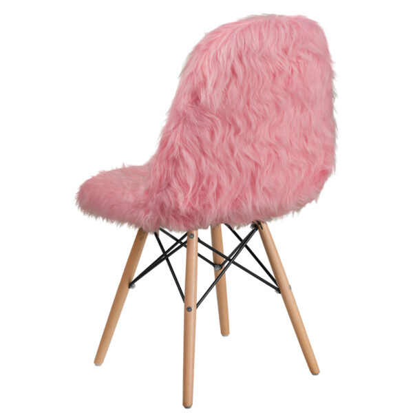 Accent Side Chair Light Pink Shaggy Chair