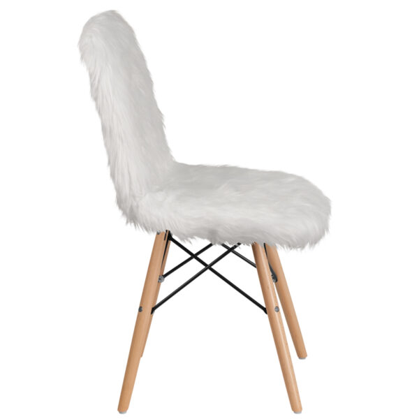 Lowest Price Shaggy Dog White Accent Chair