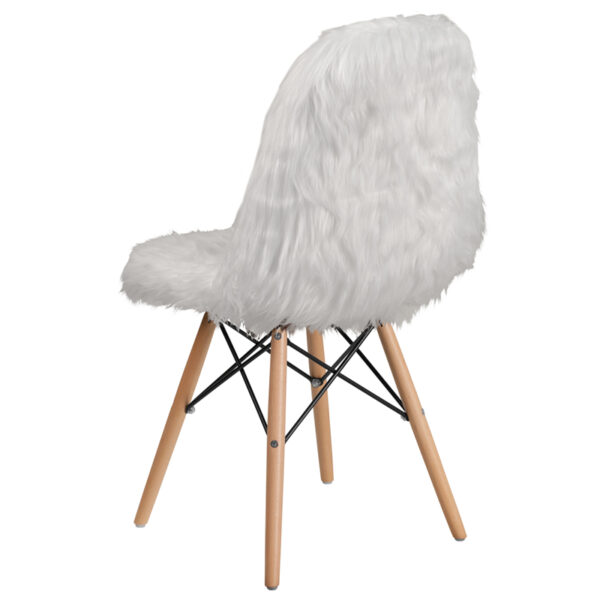 Accent Side Chair White Shaggy Chair
