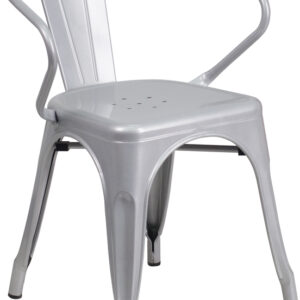 Wholesale Silver Metal Indoor-Outdoor Chair with Arms