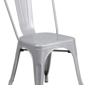 Wholesale Silver Metal Indoor-Outdoor Stackable Chair