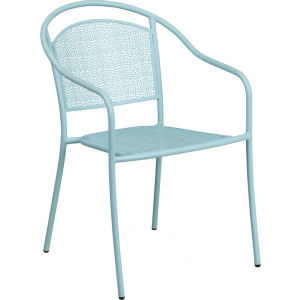 Wholesale Sky Blue Indoor-Outdoor Steel Patio Arm Chair with Round Back