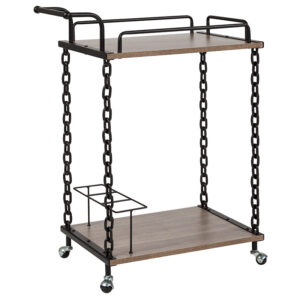 Wholesale Uptown Light Oak Wood and Industrial Iron Kitchen Serving and Bar Cart