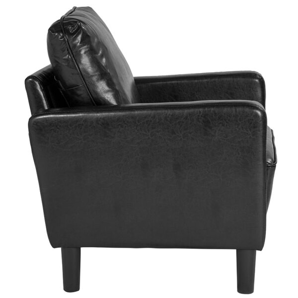 Lowest Price Washington Park Upholstered Chair in Black Leather